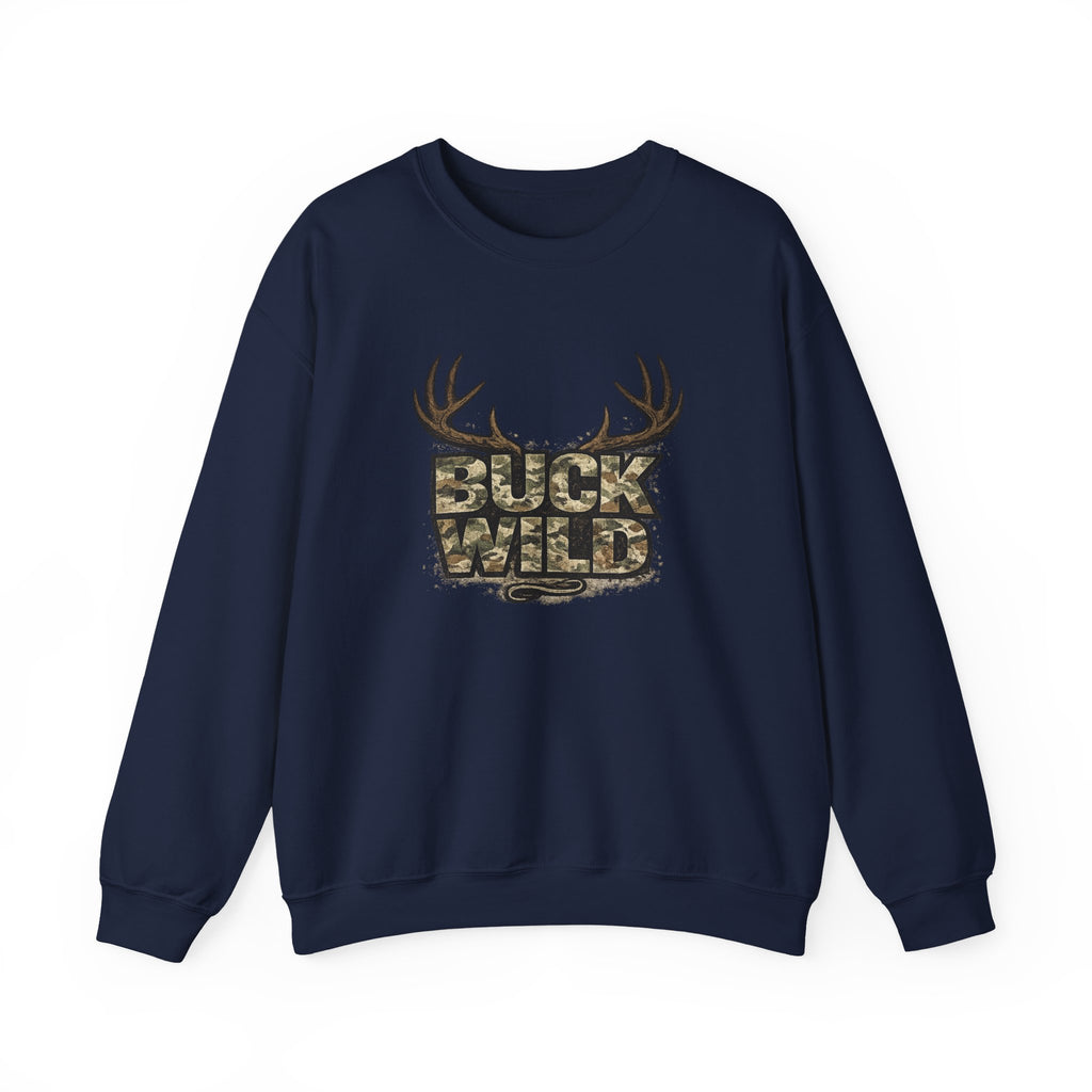 Buck Wild Camo Sweatshirt — Hunting Antler Graphic Crewneck