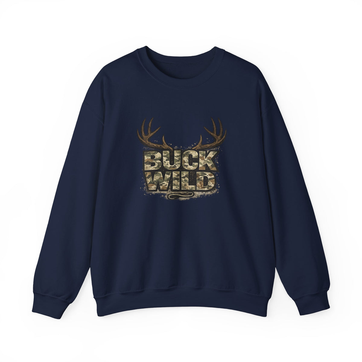 Buck Wild Camo Sweatshirt — Hunting Antler Graphic Crewneck