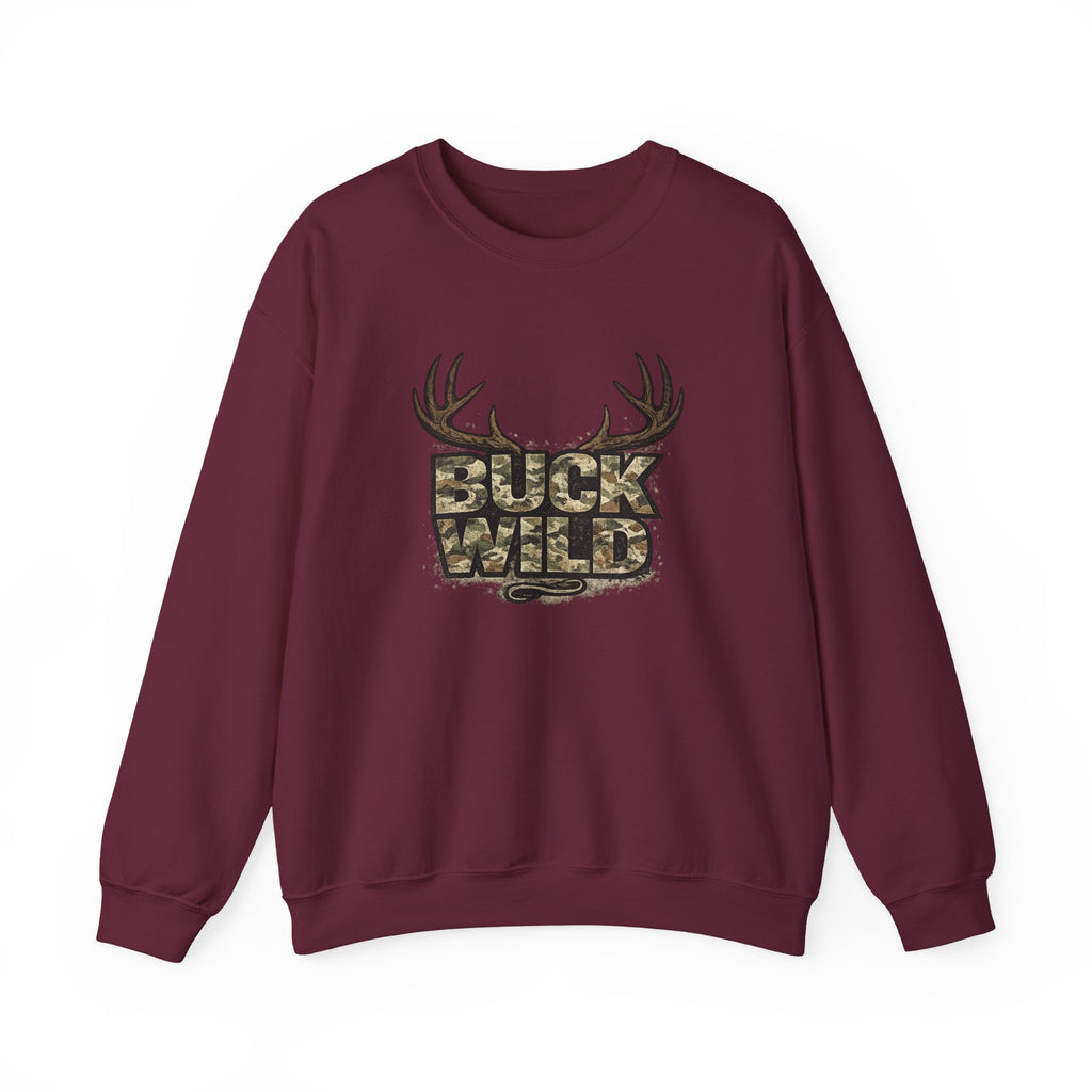 Buck Wild Camo Sweatshirt — Hunting Antler Graphic Crewneck