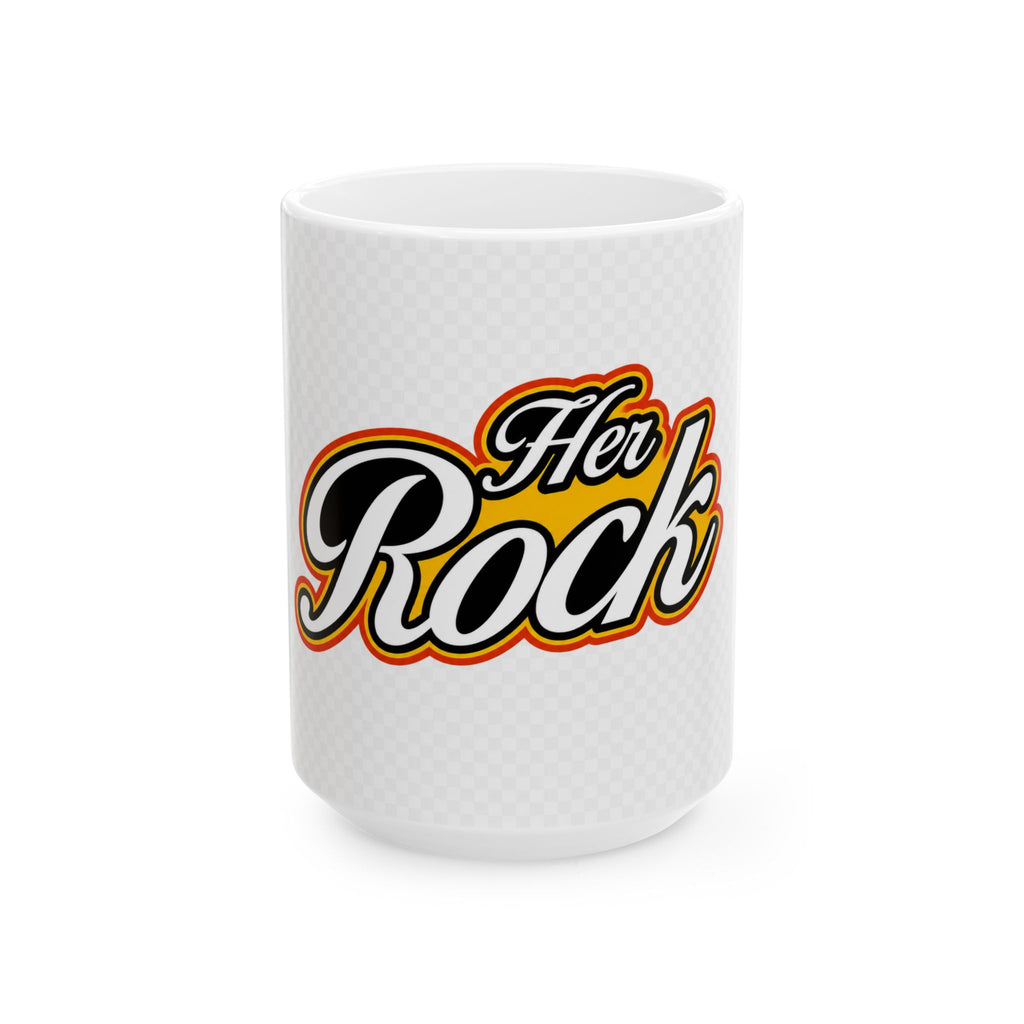 Her Rocks Ceramic Mug – Retro Script Coffee Cup (11oz & 15oz)