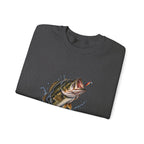 Bass Fishing Crewneck Sweatshirt — Leaping Largemouth Design