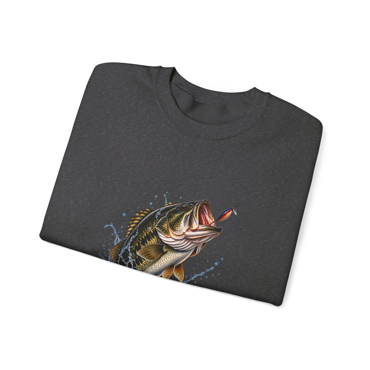 Bass Fishing Crewneck Sweatshirt — Leaping Largemouth Design