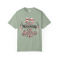 No Manners No Service T-Shirt — Vintage Pink Victorian Script Tee