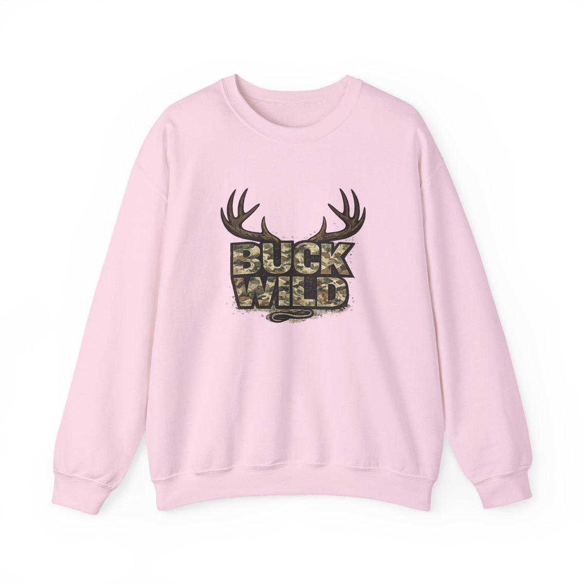Buck Wild Camo Sweatshirt — Hunting Antler Graphic Crewneck