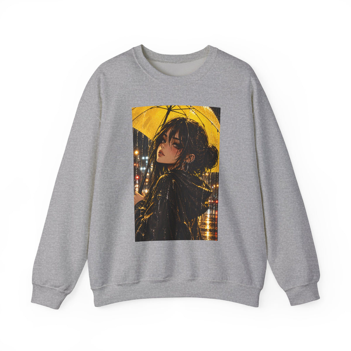 Anime Girl with Yellow Umbrella Sweatshirt