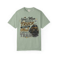 Train Lover T-Shirt – “Your Man Drives a Truck, Mine Drives a Train” Graphic Tee