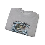 Fishing Sweatshirt — "Hooked on Fishing" Graphic Crewneck for Anglers