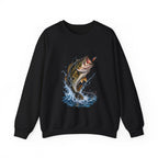 Bass Fishing Crewneck Sweatshirt — Leaping Largemouth Design