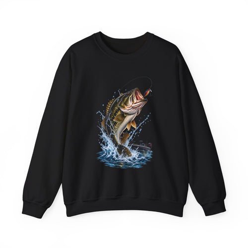 Bass Fishing Crewneck Sweatshirt — Leaping Largemouth Design