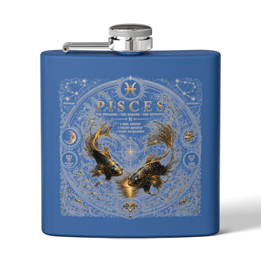 Pisces Zodiac Flask — 6oz Stainless Steel Astrological Hip Flask