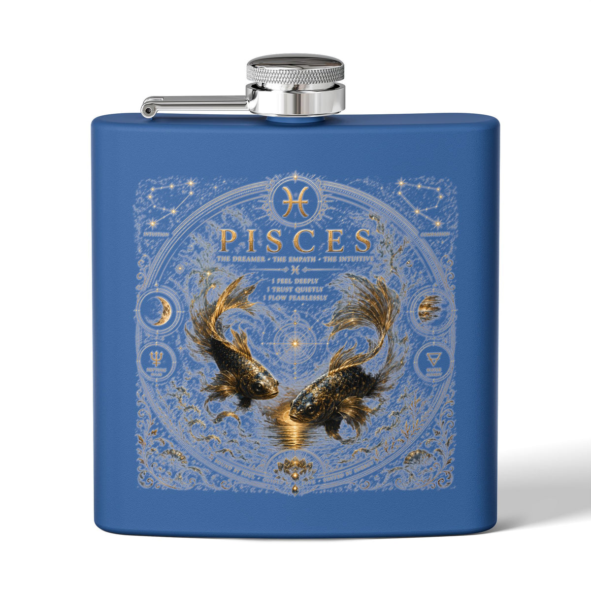 Pisces Zodiac Flask — 6oz Stainless Steel Astrological Hip Flask