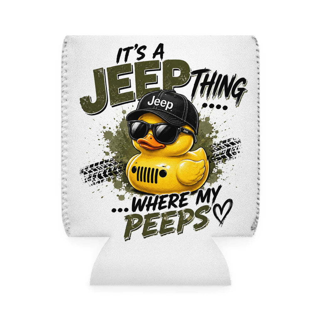 Can Cooler Sleeve — "It's a Jeep Thing Where My Peeps" Rubber Duck Koozie