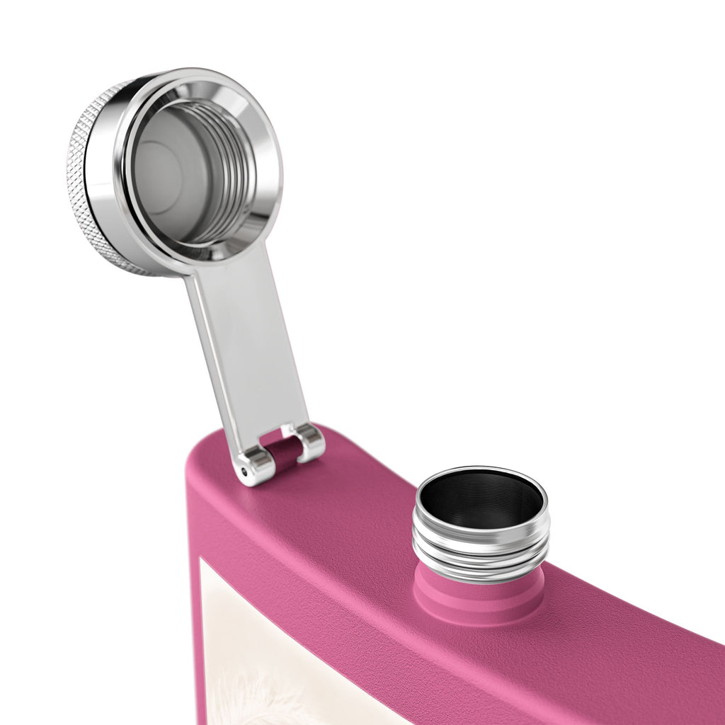 Flask — Polished Decorative 6oz Stainless Steel Hip Flask with Elegant Bow Design