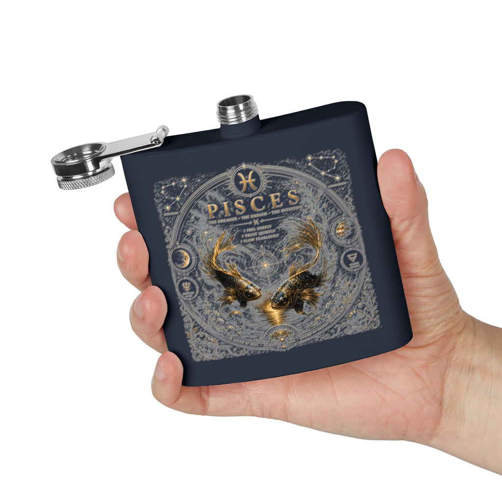 Pisces Zodiac Flask — 6oz Stainless Steel Astrological Hip Flask