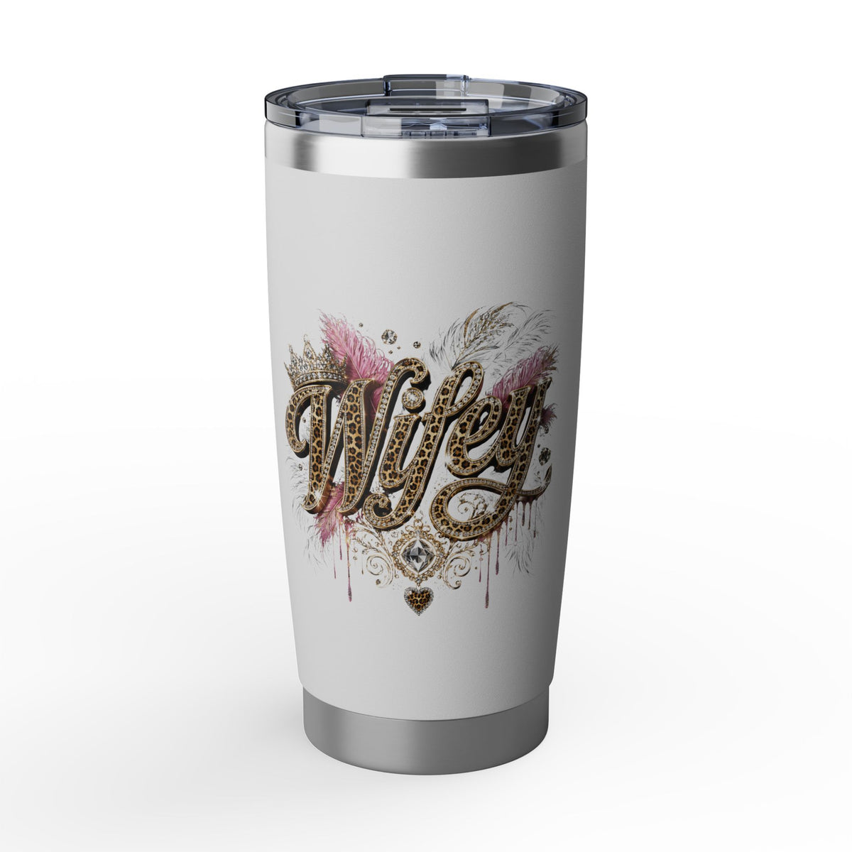 Wifey 20oz Stainless Tumbler – Leopard Script Bridal Travel Cup
