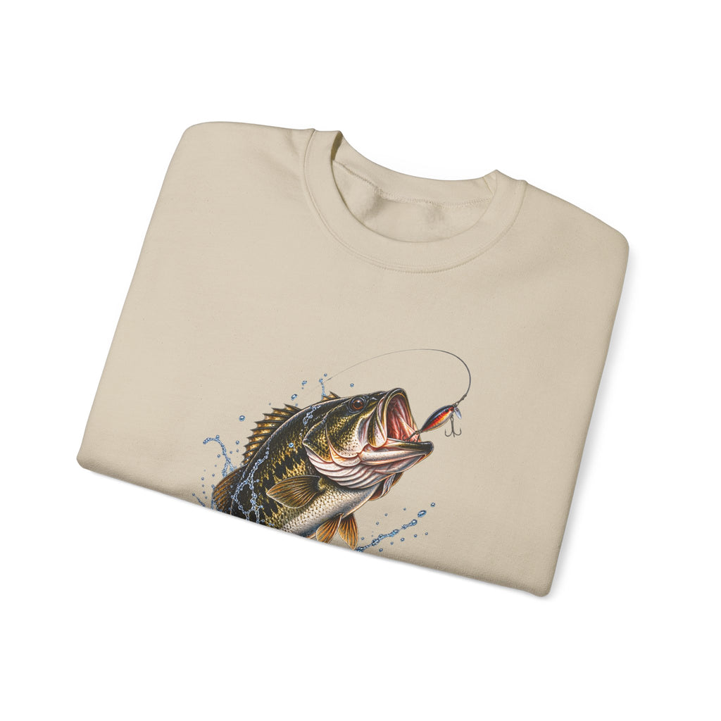 Bass Fishing Crewneck Sweatshirt — Leaping Largemouth Design