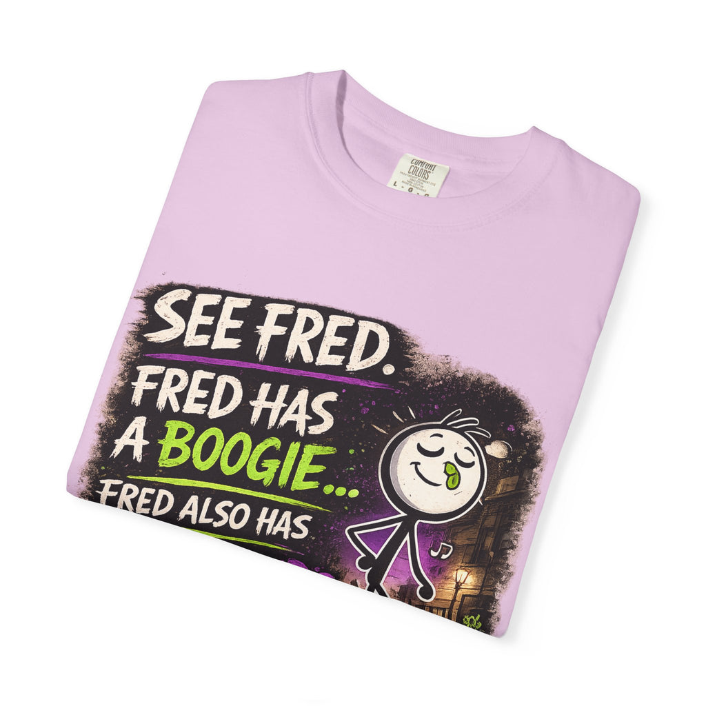 See Fred Funny Halloween T-Shirt — "See Fred. Fred has a boogie... Fred also has no friends." Graphic Tee
