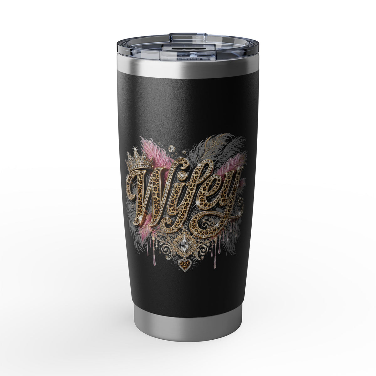 Wifey 20oz Stainless Tumbler – Leopard Script Bridal Travel Cup