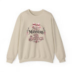 Crewneck Sweatshirt — "No Manners, No Service" Vintage Floral Statement