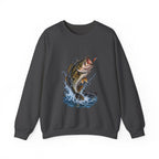 Bass Fishing Crewneck Sweatshirt — Leaping Largemouth Design