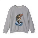 Bass Fishing Crewneck Sweatshirt — Leaping Largemouth Design