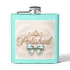 Flask — Polished Decorative 6oz Stainless Steel Hip Flask with Elegant Bow Design