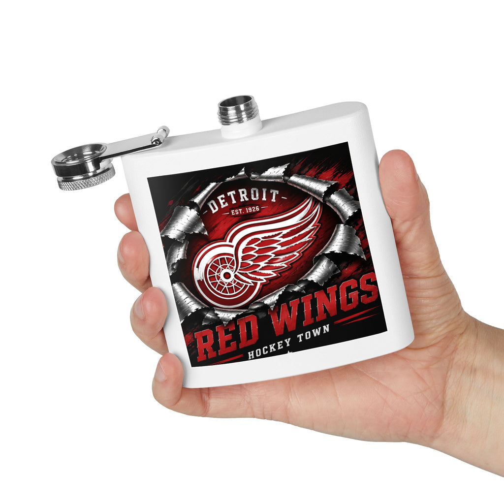 Detroit Red Wings Stainless Steel Flask — 6oz Hockey Town Hip Flask