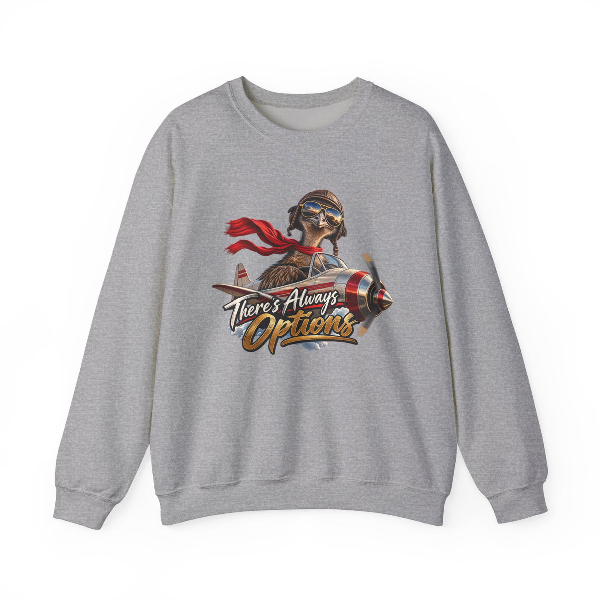 Aviator Pilot Sweatshirt — "There's Always Options" Vintage Flight Crewneck