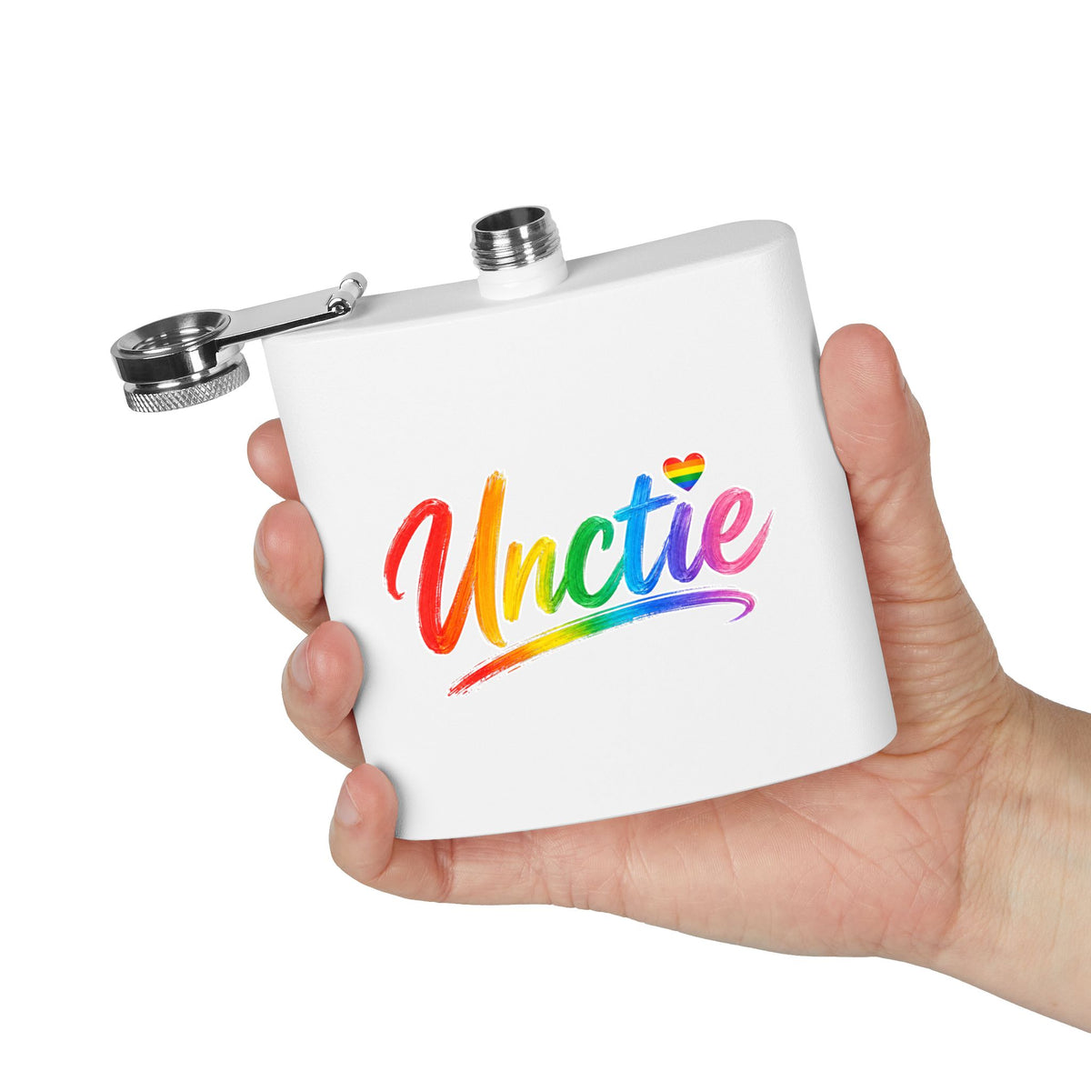 Rainbow 'Unctie' 6oz Stainless Steel Flask — LGBTQ+ Pride Hip Flask Gift