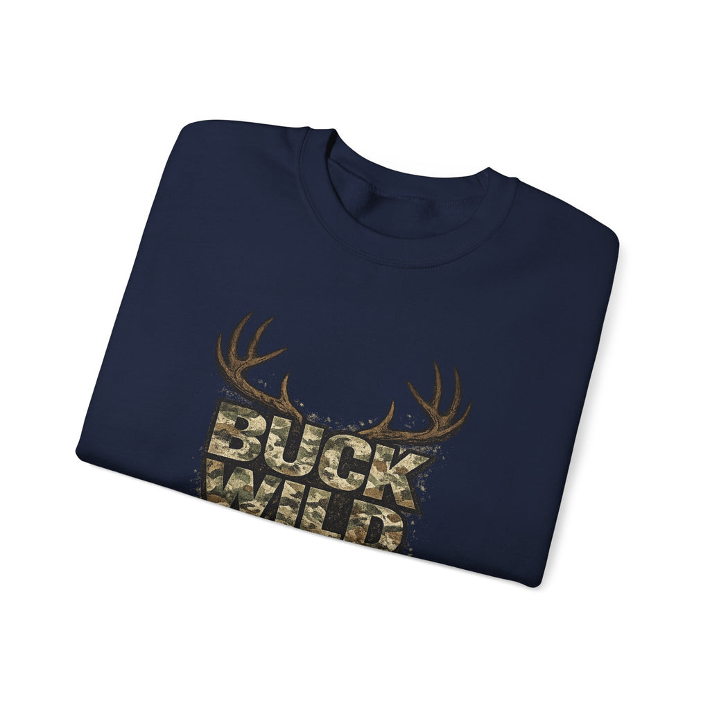 Buck Wild Camo Sweatshirt — Hunting Antler Graphic Crewneck