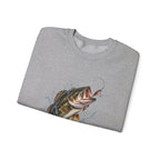 Bass Fishing Crewneck Sweatshirt — Leaping Largemouth Design