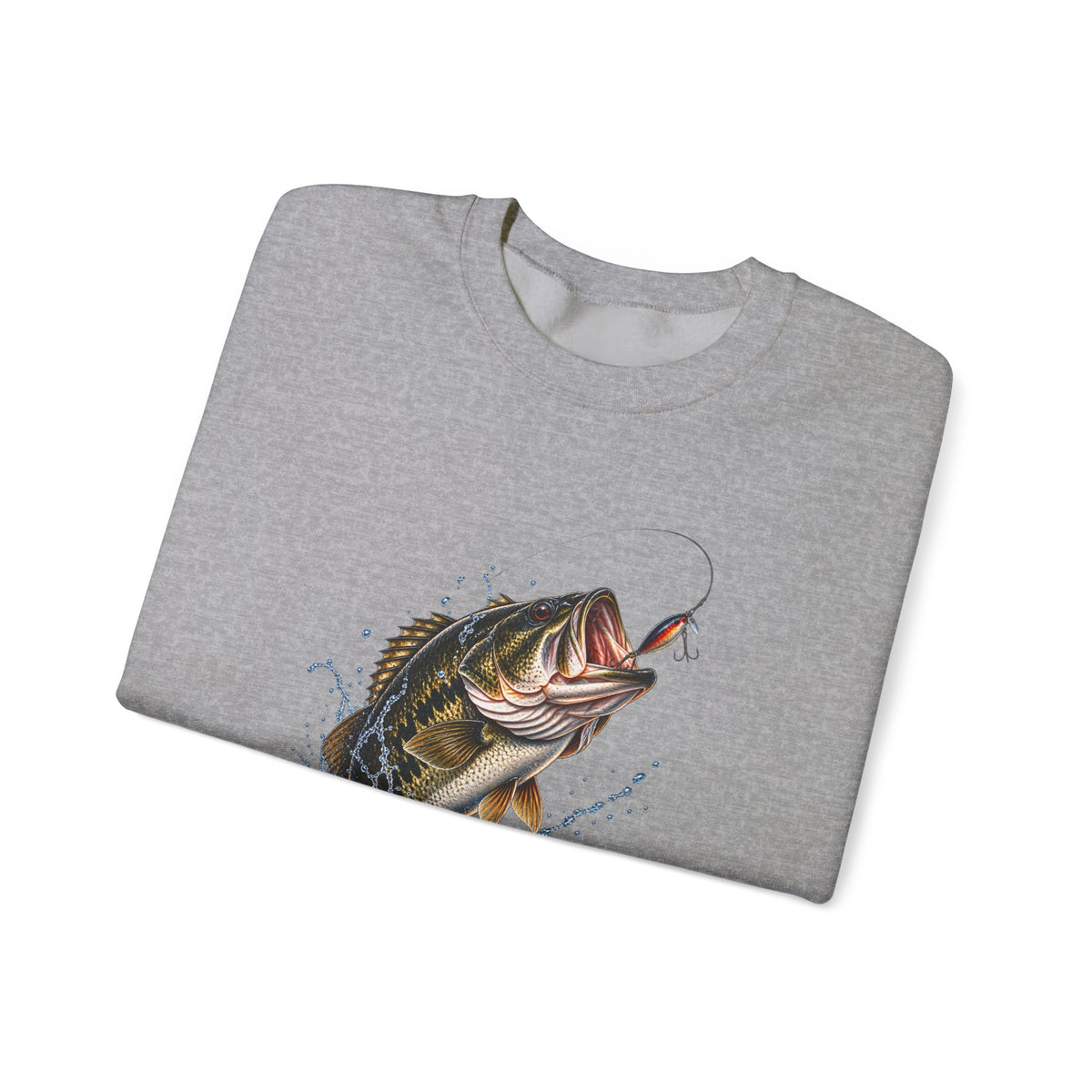 Bass Fishing Crewneck Sweatshirt — Leaping Largemouth Design