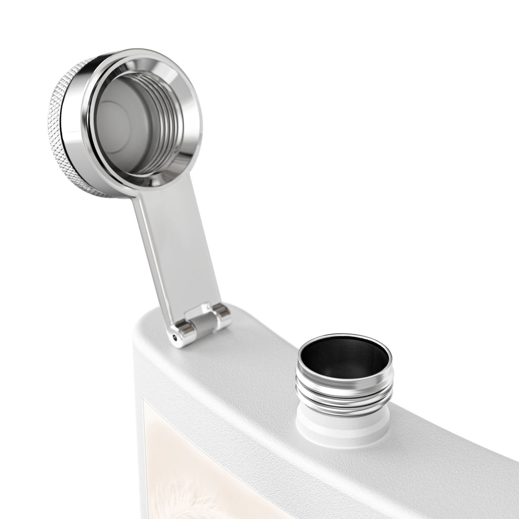 Flask — Polished Decorative 6oz Stainless Steel Hip Flask with Elegant Bow Design