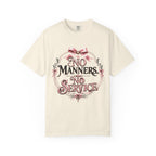 No Manners No Service T-Shirt — Vintage Pink Victorian Script Tee