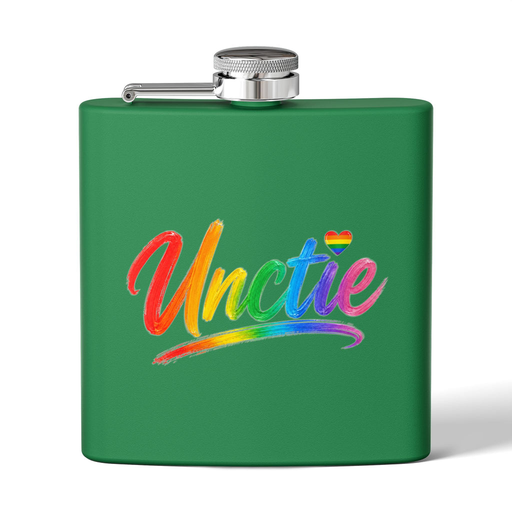 Rainbow 'Unctie' 6oz Stainless Steel Flask — LGBTQ+ Pride Hip Flask Gift