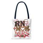RN Mom Mrs. Tote Bag — Nurse Wife Gift, Leopard Pink Stethoscope Design