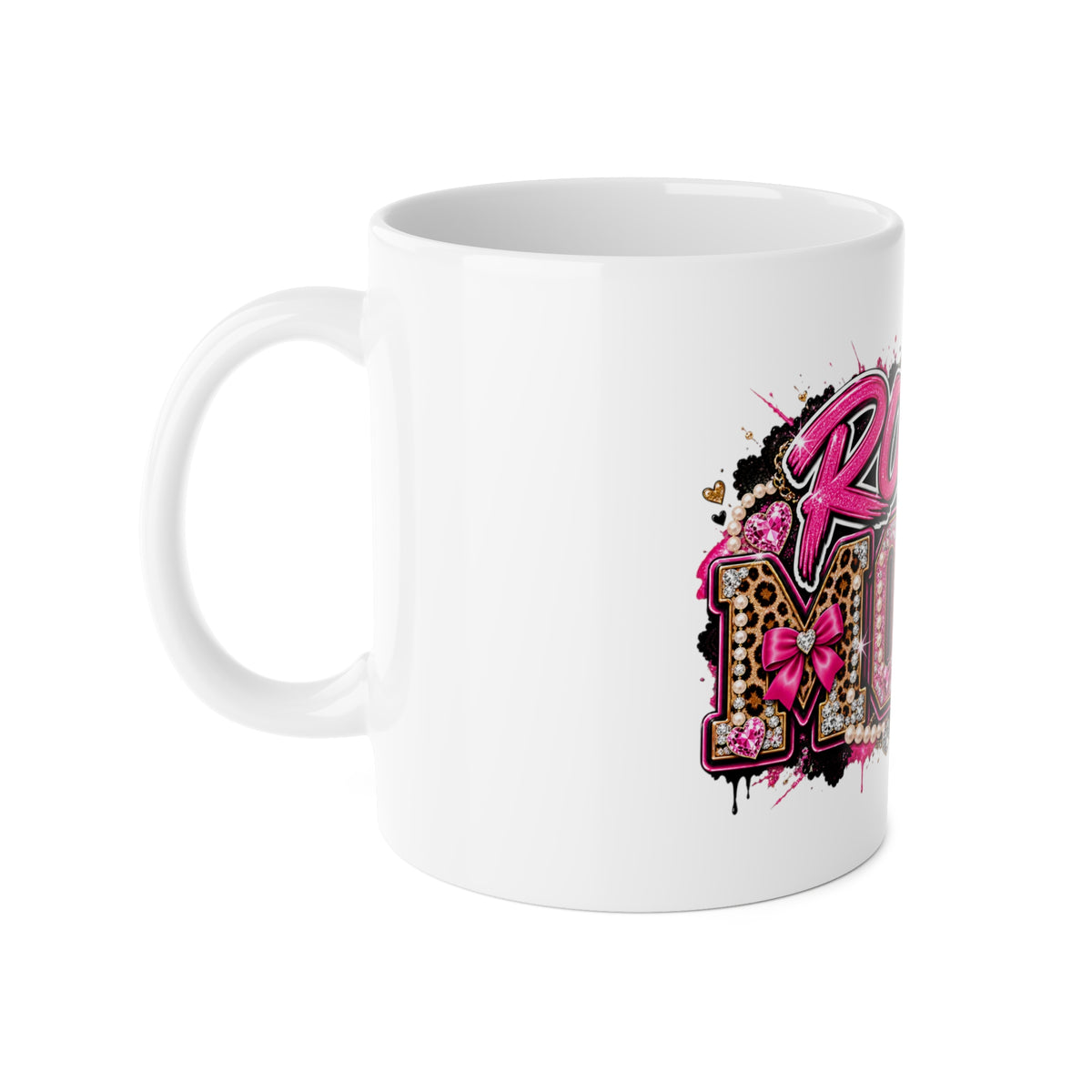 MOM Role Model Mug — Pink Glam Leopard Mothers Day Coffee Cup, 'Role Model' Design