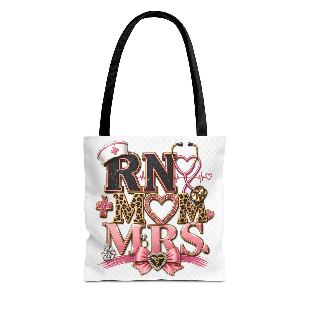RN Mom Mrs. Tote Bag — Nurse Wife Gift, Leopard Pink Stethoscope Design