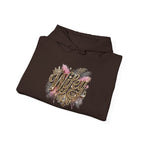 Wifey Floral Script Hoodie — Glitter Gold Lettering Bridal Pullover