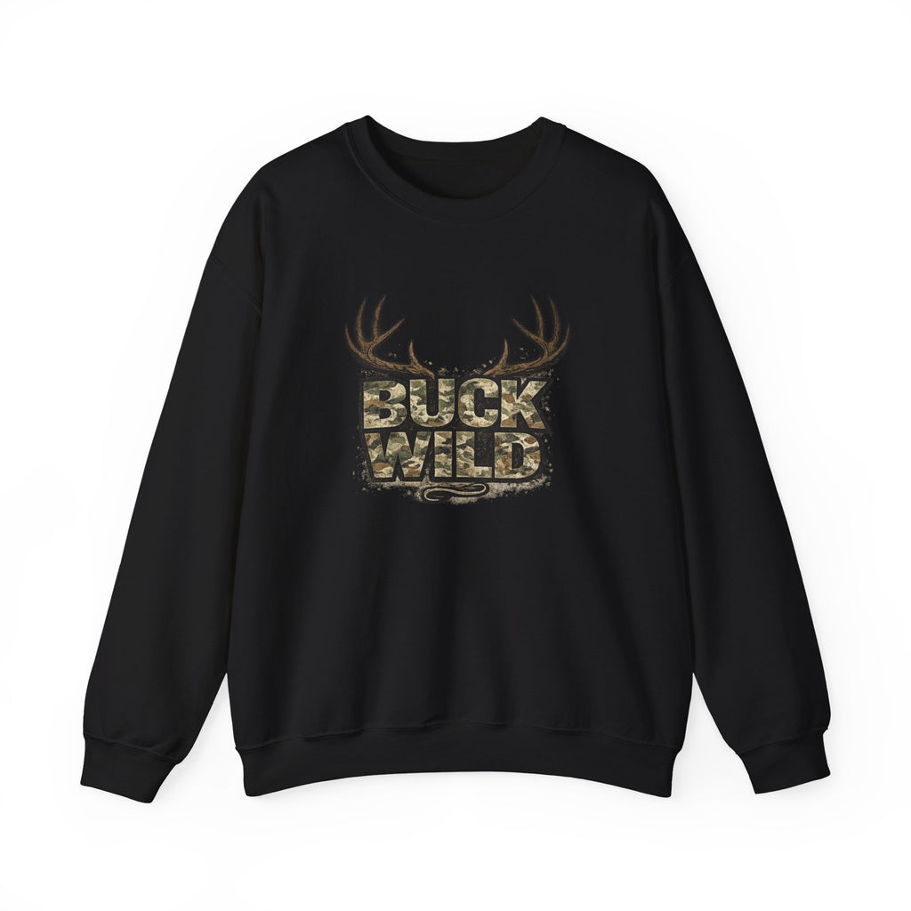 Buck Wild Camo Sweatshirt — Hunting Antler Graphic Crewneck