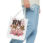 RN Mom Mrs. Tote Bag — Nurse Wife Gift, Leopard Pink Stethoscope Design