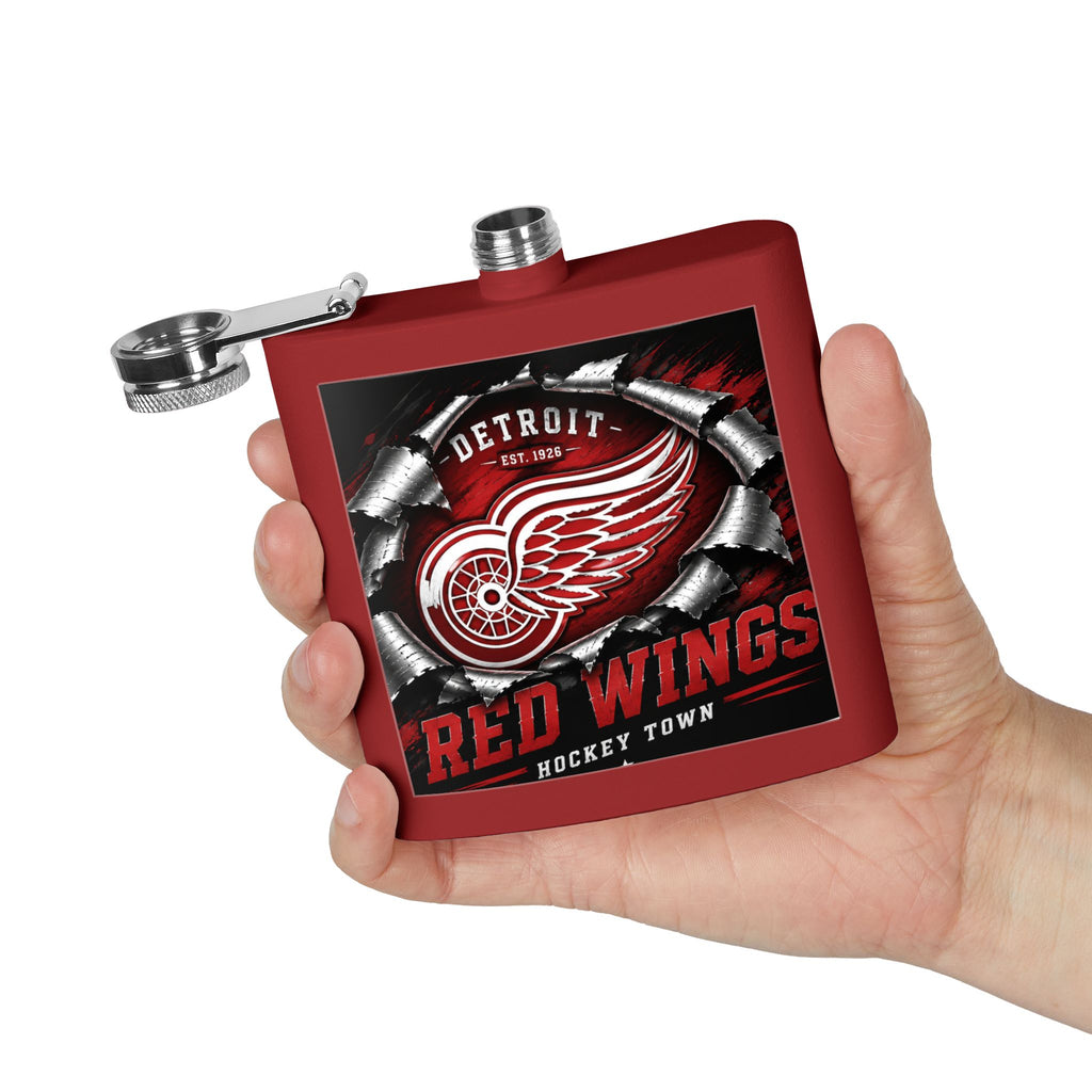 Detroit Red Wings Stainless Steel Flask — 6oz Hockey Town Hip Flask
